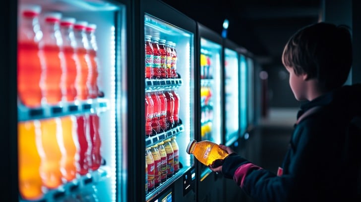 Beverage vending machine with cold drinks